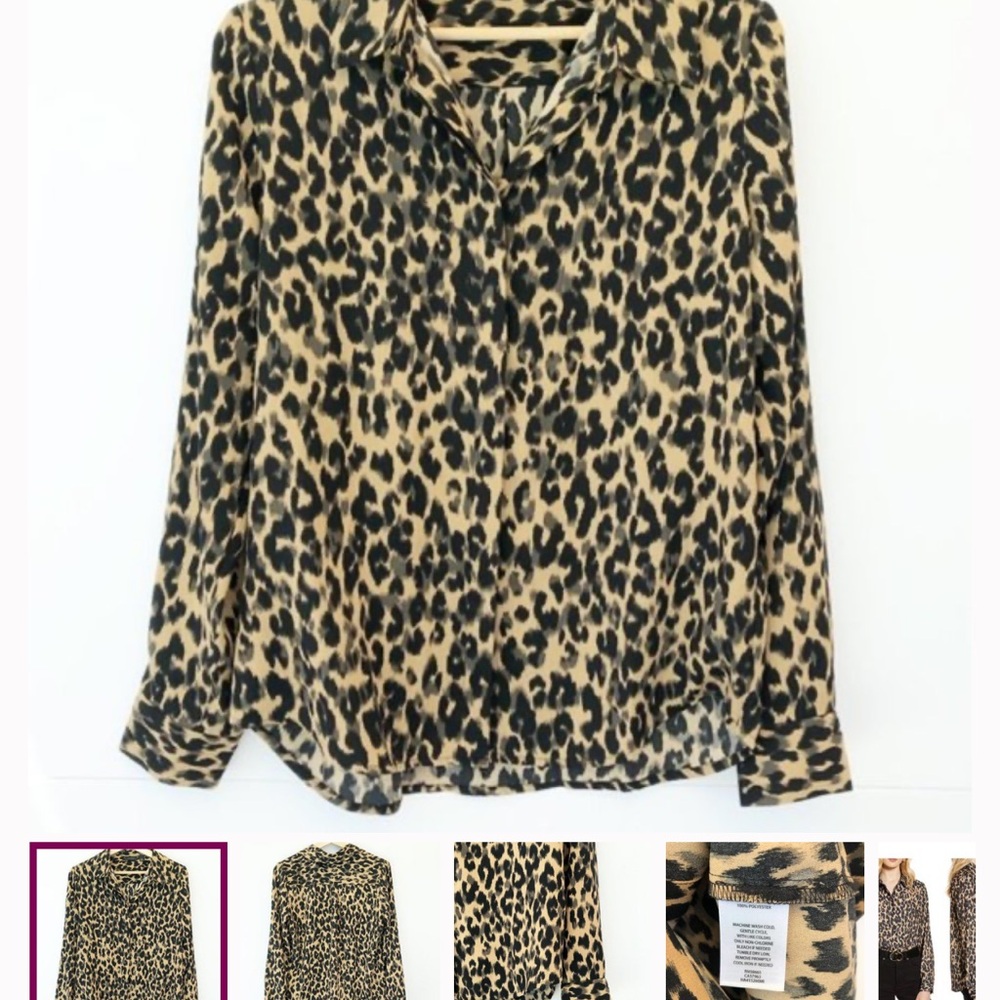 Halogen Leopard Print Button-Down Shirt in Black … - image 9